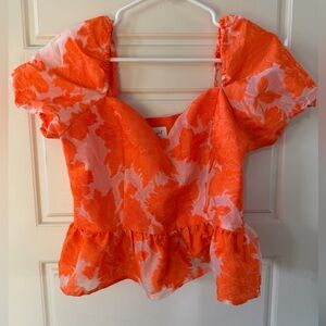 Elegant Orange Floral Blouse